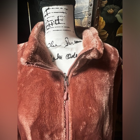 32 Degrees Heat Jacket Womens XXL Long Sleeve Mauve Zipper Pockets Velour Cozy - Picture 2 of 8